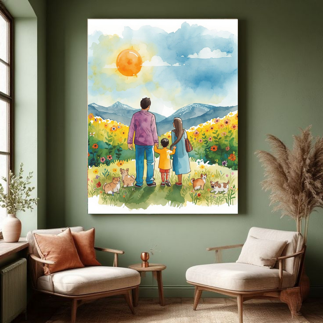 Family Bliss in the Golden Meadow